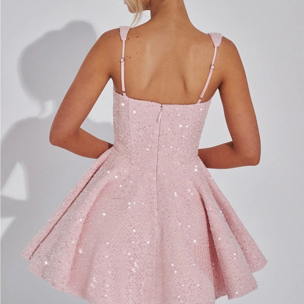 Chic Pink Glitter Mini Dress - Picture 4 of 6